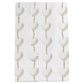 Gold White Hearts Geburtstag Mittlere Geschenktüte (Rückseite)