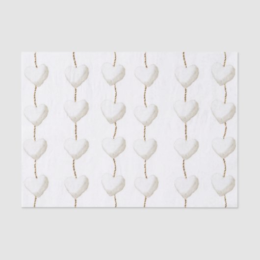 Gold White Hearts Geburtstag Seidenpapier (Vorderseite)