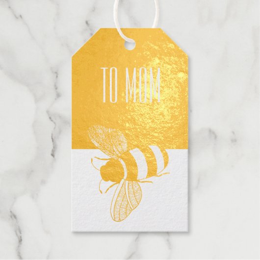 GOLD WHITE HONEY BUZZY BUMBLE BIS INSEKT TEXT GESCHENKANHÄNGER (Vorderseite)