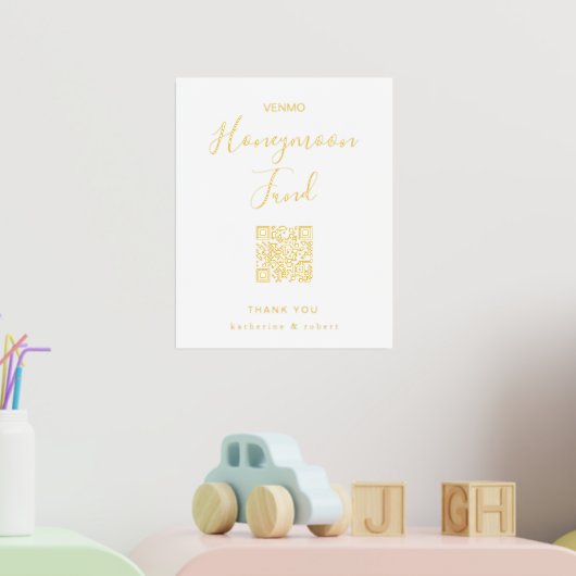 Gold White Honeymoon Fund Hochzeit Foliendrucke (In Situ (Kinderzimmer 2))