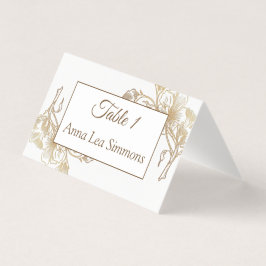 Gold White Imitats Metal Floral Wedding Name Place