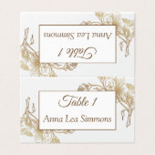 Gold White Imitats Metal Floral Wedding Name Place (Außenseite Aufgefaltet)