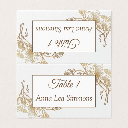 Gold White Imitats Metal Floral Wedding Name Place (Außenseite Aufgefaltet)