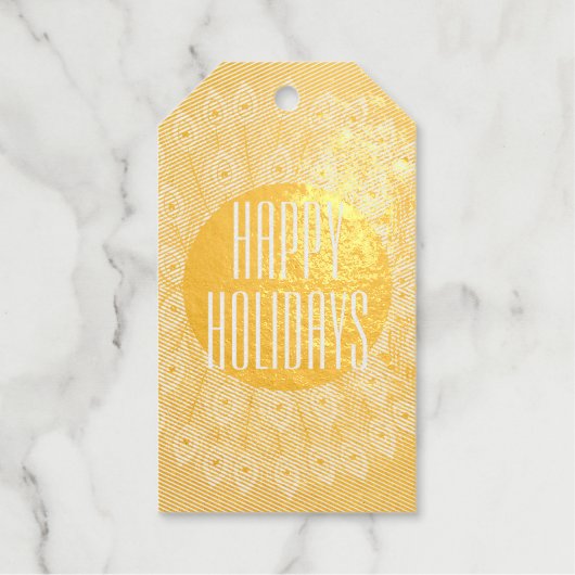 GOLD & WHITE INTRICATE FEATHER PATTERN CUSTOM TEXT GESCHENKANHÄNGER (Vorderseite)