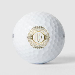 Gold & White keltic Knot Wreath Golfball