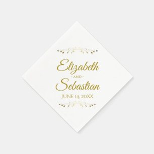 Gold & White Lacy Filigree Einfache Hochzeit Serviette