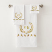Gold White Laurel Wreath Monogram Badhandtuch Set (Insitu)