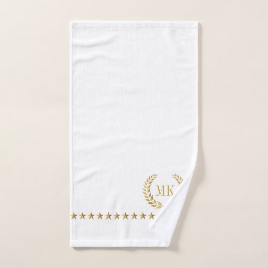 Gold White Laurel Wreath Monogram Badhandtuch Set (Handtuch)