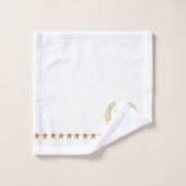 Gold White Laurel Wreath Monogram Badhandtuch Set (Waschlappen)