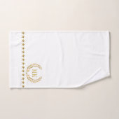 Gold White Laurel Wreath Monogram Badhandtuch Set (Handtuch)