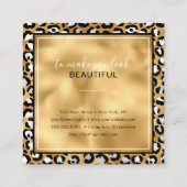 Gold White Leopard Print Earring Display Card Quadratische Visitenkarte (Rückseite)