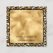 Gold White Leopard Print Earring Display Card Quadratische Visitenkarte (Vorderseite)