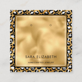 Gold White Leopard Print Earring Display Card Quadratische Visitenkarte