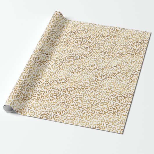 Gold White Leopard Print Geschenkpapier (Ungerollt)
