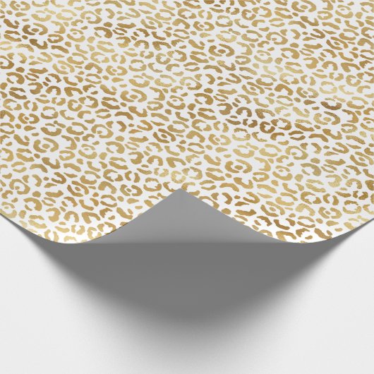 Gold White Leopard Print Geschenkpapier (Ecke)