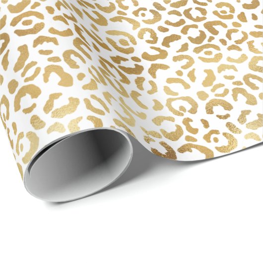 Gold White Leopard Print Geschenkpapier (Rolleneckpunkt)