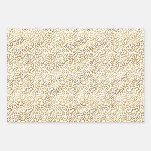 Gold White Leopard Print Geschenkpapier Set (Vorderseite)