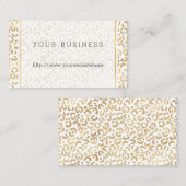 Gold White Leopard Print Visitenkarte (Vorne/Hinten)