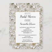 Gold White Lotus Blume Brautparty Einladung (Vorne/Hinten)