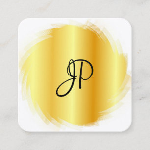 Gold White Luxury Modernes, elegantes Monogram Tem Quadratische Visitenkarte