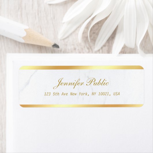 Gold White Marble Calligraphic Script Text Elegant (Insitu)