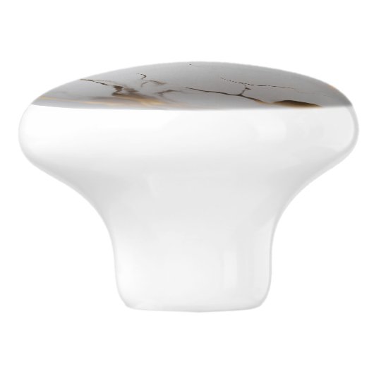 Gold White Marble Orb Keramikknauf (Seitenansicht)