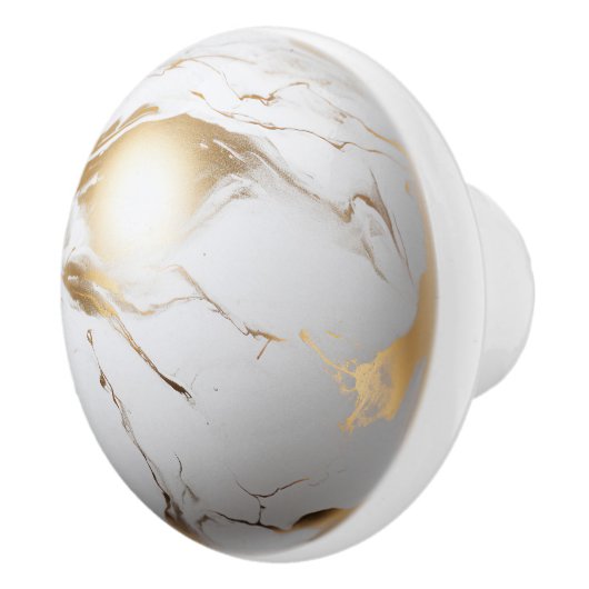 Gold White Marble Orb Keramikknauf (Rechts)