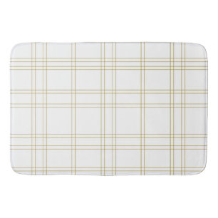 Gold & White Minimal Modernes, Kariertes, sauberes Badematte