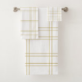 Gold & White Minimal Modernes, Kariertes, sauberes Badhandtuch Set (Insitu)