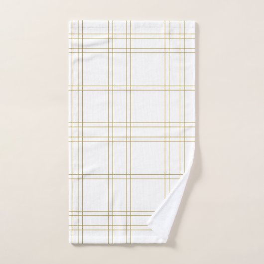 Gold & White Minimal Modernes, Kariertes, sauberes Badhandtuch Set (Handtuch)