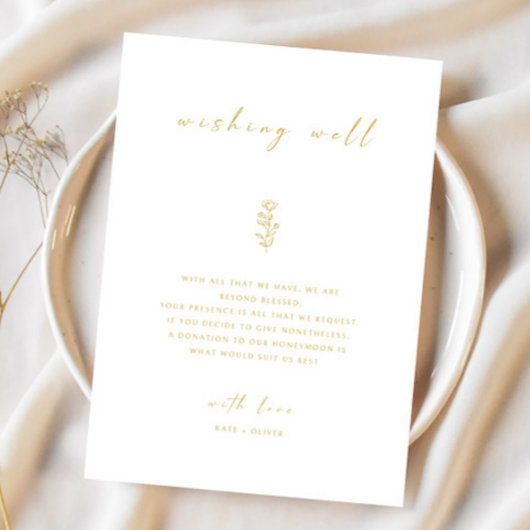 Gold & White Minimal Wedding Well Card Einladung