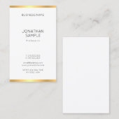 Gold White Minimalistisch Beruflich Modern Vertika Visitenkarte (Vorne/Hinten)