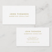 Gold White Minimalistisch Modern Beruflich Visitenkarte (Vorne/Hinten)