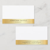 Gold White Modern Elegantes einfaches Template Visitenkarte (Vorne/Hinten)