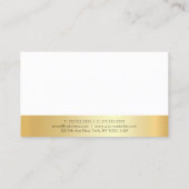 Gold White Modern Elegantes einfaches Template Visitenkarte (Rückseite)