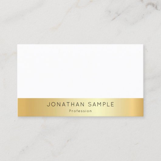 Gold White Modern Elegantes einfaches Template Visitenkarte (Vorderseite)
