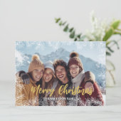 Gold White Modern Elegantes Foto Weihnachten (Stehend Vorderseite)