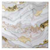 Gold White Modern Marble Agate Collection Fliese (Vorderseite)