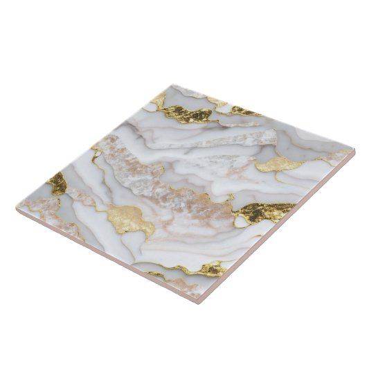 Gold White Modern Marble Agate Collection Fliese (Seite)