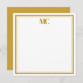 Gold White Modern Minimalistisch Monogram Two Bord Einladung (Vorne/Hinten)
