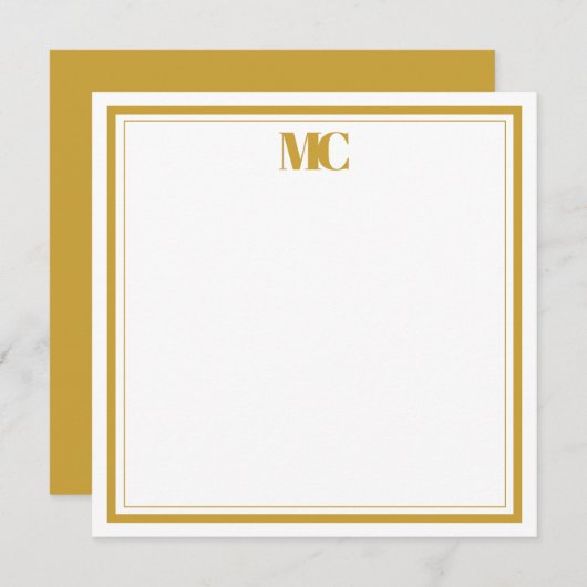Gold White Modern Minimalistisch Monogram Two Bord Einladung (Vorne/Hinten)
