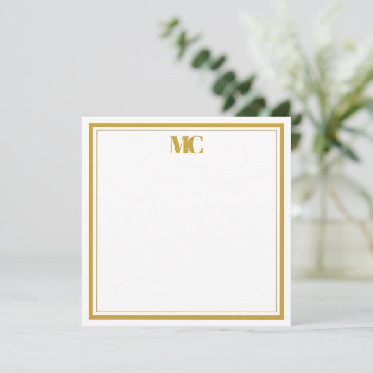 Gold White Modern Minimalistisch Monogram Two Bord Einladung (Stehend Vorderseite)