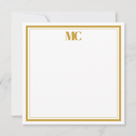 Gold White Modern Minimalistisch Monogram Two Bord Einladung (Vorderseite)