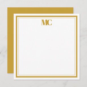 Gold White Modern Minimalistisch Monogram Two Bord Einladung