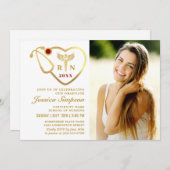 Gold White Modern Nursing School Graduation Party Einladung (Vorne/Hinten)