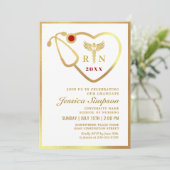 Gold White Modern Nursing School Graduation Party Einladung (Stehend Vorderseite)