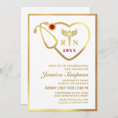 Gold White Modern Nursing School Graduation Party Einladung (Vorne/Hinten)