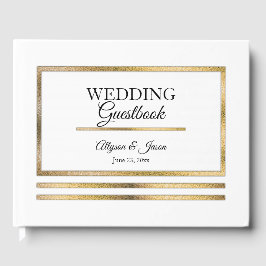 Gold | White Modern Simple Elegante Wedding Gästebuch