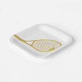 Gold & White Modern Tennis Ball Racket Pappteller (Gewinkelt)