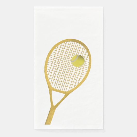 Gold White Modern Tennis Ball Weißes Racket Serviette (Vorderseite)